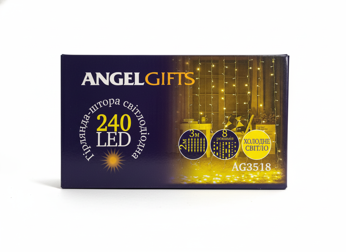Гірлянда-штора світлодіодна 3*2м, 240 LED матеріал: пластмаса; арт. AG3518; ANGEL GIFTS