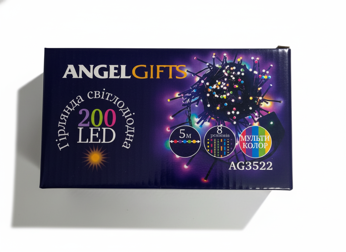 Гірлянда світлодіодна  5м, 200 LED матеріал: пластмаса; арт. AG3522; ANGEL GIFTS+