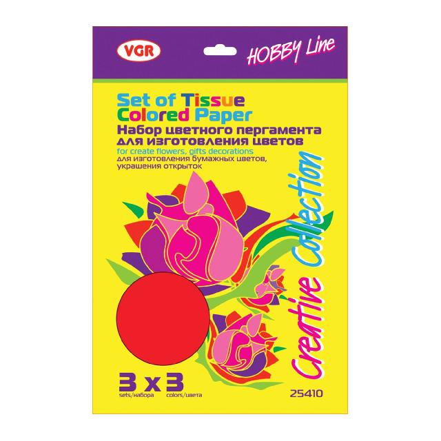 Пергамент кольор. для вигот. квітів, прикрас, листівок; (24арк./3кол. у наб.); карт.упак. з європідв.; арт. 25410; VGR