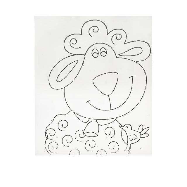 Полотно-розмальовка з контуром на картоні "Овечка", 15*20см., арт.15*20-1