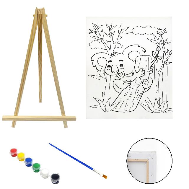 Полотно-розмальовка з контуром на дерев'яному підрамнику "Коала", 20*30см., мольберт + фарби + пензлик в наб., арт.QSA20*30-6