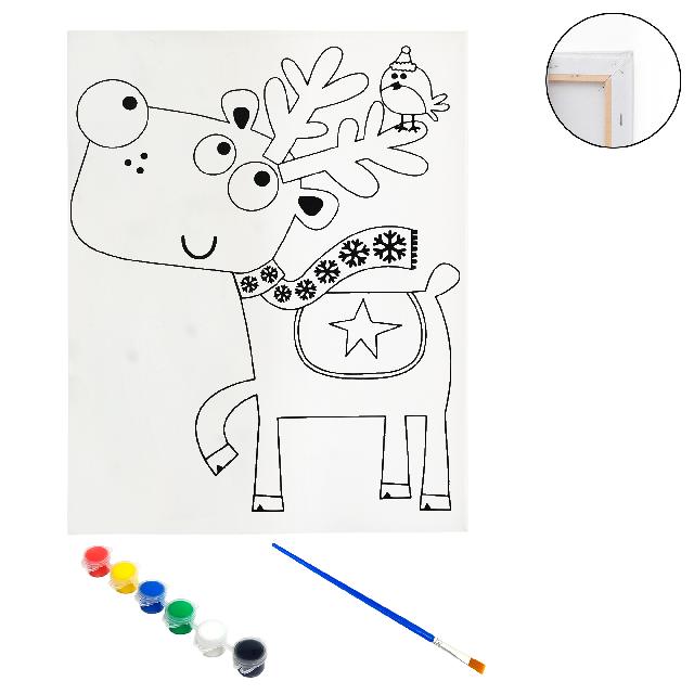 Полотно-розмальовка з контуром на дерев'яному підрамнику "Олень" 24*30см., фарби + пензлик в наб., арт.QS24*30-5