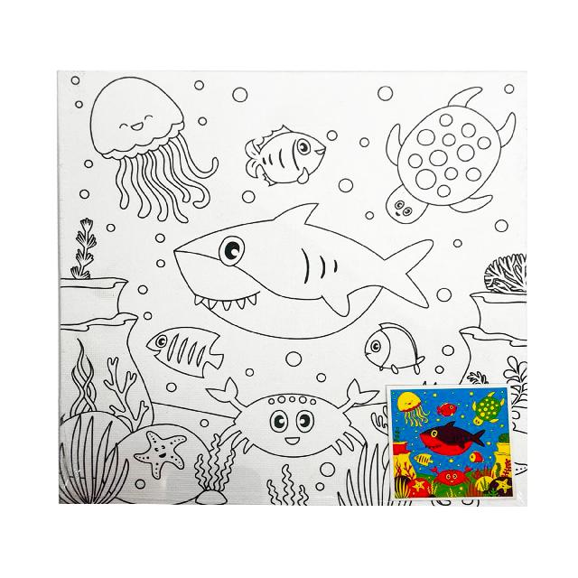 Полотно-розмальовка з контуром на картоні "Риби", 20*20см., арт.20*20-5